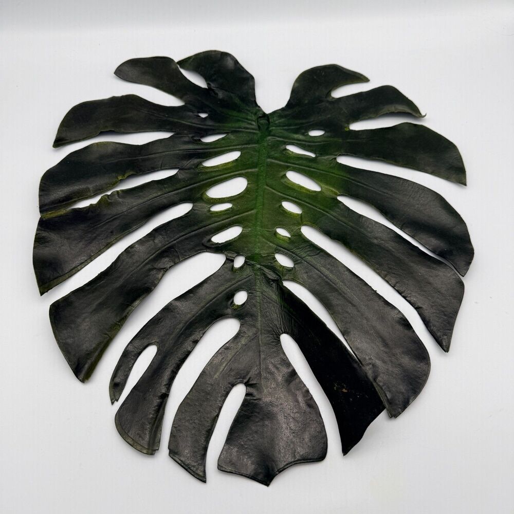 Monstera Leaf Placemats Set of 6 Green Tropical Faux Leather Cutout Table Decor